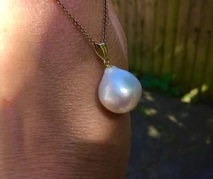 14mm solid 18CT gold Australian south sea pearl pendant, necklace, charm 18k 750 - Picture 1 of 11