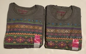 (2 Pieces)HANES Girls Sweatshirt Size L 10/12, Multicolored Aztec, Grey NWT. - Picture 1 of 5