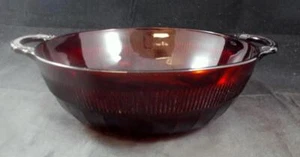 Frutero grande Anchor Hocking Coronation Royal Ruby con mango - Imagen 1 de 6