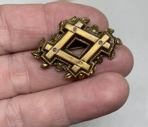 Small Antique Layered Pin Masonic? Old Hinge Coat Lapel Pin - Picture 1 of 11