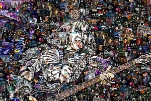 Art Collage Poster Gene Simmons (Kiss) Print Made Of Classic Rock Music Albums - Picture 1 of 8