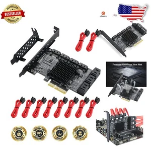 Performance-Driven 10 Port SATA 3.0 PCIe Card with Low Profile Bracket Included - Picture 1 of 10