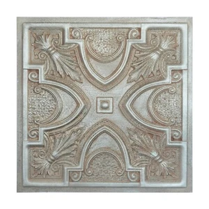 Pressed Tin Ceiling Tile PVC Wall Decor for Cafe 24x24 PL11 Weathered iron 10Pcs - Picture 1 of 24