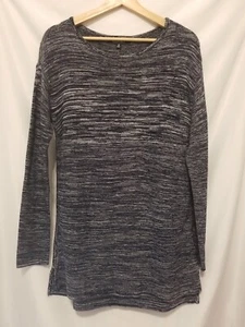 Ellen Tracy Marled Pullover Sweater Women Medium Denim Blue Ivory - Picture 1 of 10