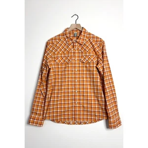STIO Herren Eddy Hemd Druckknopf Langarm kariert orange Größe Small - Bild 1 von 6