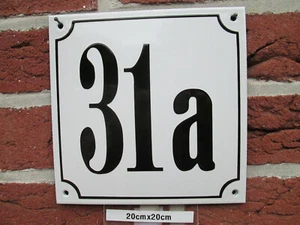 Número de casa mega grande esmalte nº 31a número negro fondo blanco 20cmx20cm  - Imagen 1 de 12
