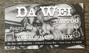 vintage DAWEI ZHANG DA WEI TATTOO BUSINESS CARD CA ephemera - Picture 1 of 2