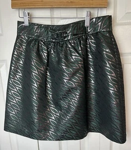 Nueva Falda TIBI Verde Esmeralda Jacquard Mini Gris Metálico Hebilla Plisada Talla 8 - Imagen 1 de 8