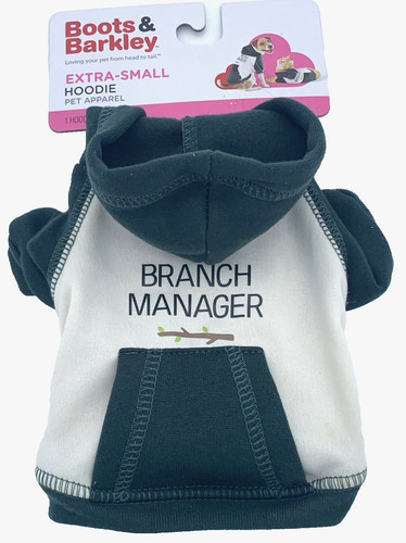 COACH Boot & Barkley Felpa con Cappuccio Cane Gatto Extra Small Verde Scuro Bianco Branch Manager Nuova