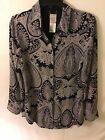 Chicos Button Up Shirt Womens 1 Reversible black with paisley 