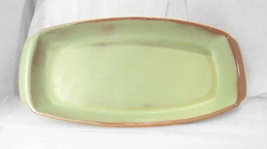 17.5" Pottery Large Serving Tray Prairie Green Brown Clay Vintage - Picture 1 of 7