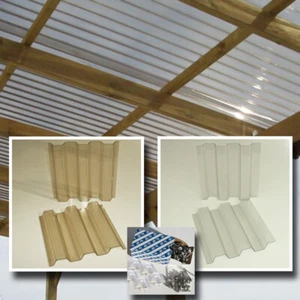 PVC Wellplatten 6x2,5 m Lichtplatten Set hagelfest mit Befestigung, klar +bronze - Bild 1 von 6
