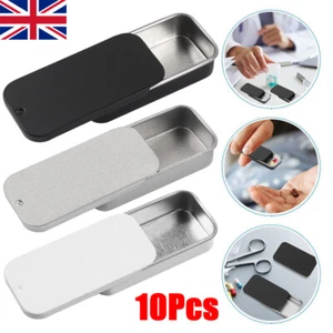 10Pcs 10ml Metal Rectangular Sliding Lid Tins 50 x 25 x 10mm, Multiple Use/ - Picture 1 of 17