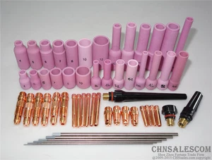 56 pcs TIG Welding Torch Kit Nozzle WP-17 WP-18 WP-26 WC20 Tungsten - Picture 1 of 9