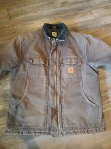carhartt jacket brown .Mens L Some Distressing Canvas Insulated C26 DKB Read. - Picture 1 of 9