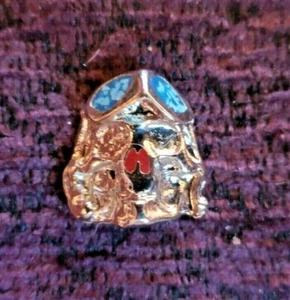 Vintage Metal Biker Skull with Blue & Red Resin Hat Pin Size 3/4" L x 3/4" W - Picture 1 of 1