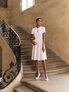 Hobbs Pale Pink Fit and Flare Dress - Picture 1 of 8