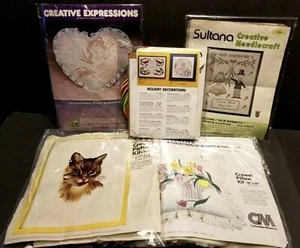 LOT OF 5 KITS  4 VTG CREWEL KITS  & 1 CROSS-STITCH EMBROIDERY SAMPLER KIT - Picture 1 of 12