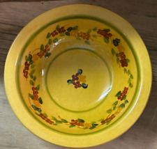 9.5" Serving Bowl Terre Souleo Provence France Pottery Yellow Flowers/Leaves