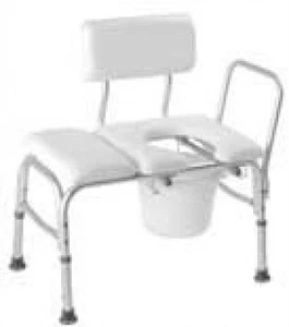 Deluxe Vinyl Padded Transfer Bench Cut Out Commode Pail B15211 Safety Shower - Picture 1 of 2