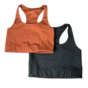 Sujetador sin mangas Girlfriend Collective Paloma Bundle naranja negro espalda cruzada talla S - Imagen 1 de 6