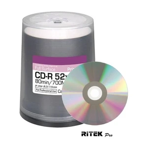100 Ritek Diamond White THERMAL Printable 700MB Blank CD 52x dye Discs Rimage - Picture 1 of 3