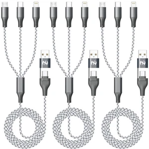 IDISON Multi Charging Cable (3Pack 4ft), 3 in 1 Grey/Silver-3Pack  - Picture 1 of 6