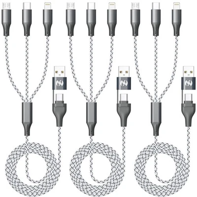 IDISON Multi Charging Cable (3Pack 4ft), 3 in 1 Grey/Silver-3Pack  - Image 1 of 4