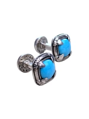 Konstantino Men's Silver and Turquoise Cufflinks MAKJ91-131-137 MSRP $1000 - Image 1 of 4