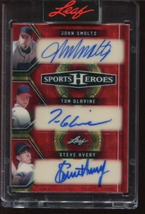 2025 John Smoltz / Tom Glavine / Steve Avery Auto Leaf Sports Heroes 1/1 #H3-15 - Picture 1 of 3