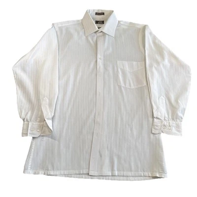 Camisa John Henry Para Hombre Blanca Manga Larga Abotonada Rayas Bolsillo 15.5 32/33 Foto 1 de 4