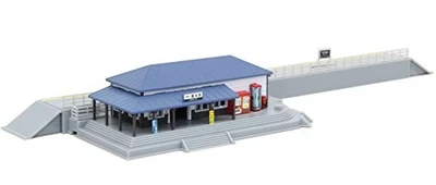 Rokuhan Z scale S047-1 Station Building Set Blue Platform Japan 194696 - Image 1 of 4