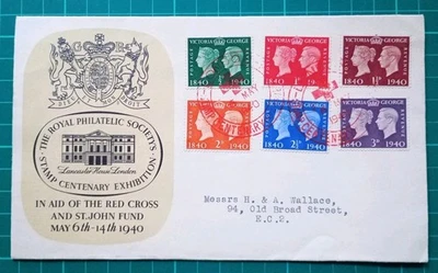 1940 Stamp Centenary Lancaster House FDC London Red Cross Exhibition Pmk - Image 1 of 3