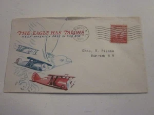 WWI1 US 1940 NORWICH NEW YORK PATRIOTIC MINKUS CACHET THE EAGLE HAS TALON - Bild 1 von 5