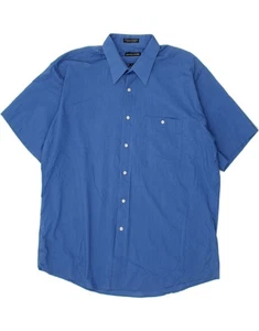 PIERRE CARDIN Mens 3/4 Sleeve Shirt Size 17  XL Blue Cotton BJ15 - Picture 1 of 3