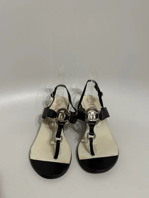 Sandalias Chanel De Colección Cuero Negro Logo CC 39.5 Foto 1 de 4