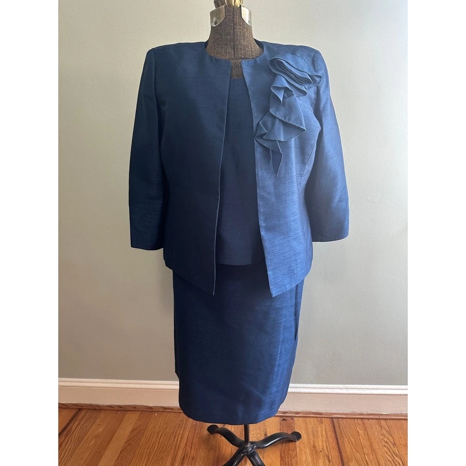 Traje de tres piezas Nipon Boutique azul pavo real talla 16P Foto 1 de 4