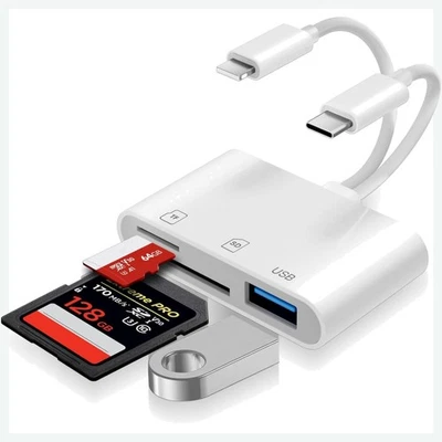 3-in-1 USB C & Lightning Kartenleser SD/TF Adapter für iPhone Laptop Tablet - Bild 1 von 4
