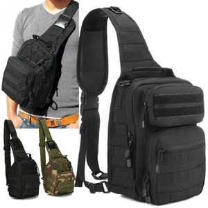 Military Tactical Chest Sling Bag Molle Crossbody Men Outdoor Shoulder Backpack - Picture 1 of 43