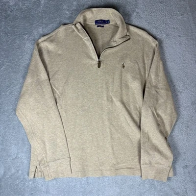 Polo Ralph Luaren 1/4 Zip Sweater Mens XL Brown Estate Rib Pullover Flesh Pony - Image 1 of 4