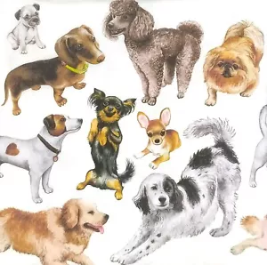 P978# 3 servilletas de papel individuales para tejido decoupage varios patrones de cachorro perro - Imagen 1 de 8