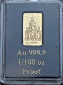 DEUTSCHLAND: FRAUENKIRCHE DRESDEN, GOLDBARREN, 9999 GOLD, PP, C30 - Bild 1 von 4