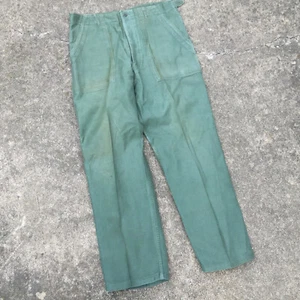 Rare Vintage 60s Adult Size Vietnam War Chino Green Kahki Military Army Pants 36 - Picture 1 of 11