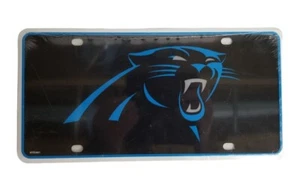 Carolina Panthers NFL Metal License Plate Black with Logo - Picture 1 of 3