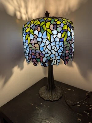 Lámpara de mesa estilo Tiffany glicina azul vitral glicinia Foto 1 de 4