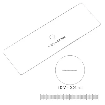 DIV 0.01mm Stage Graticules Microscope Stage Micrometer Calibration Slide Scale - Image 1 of 4