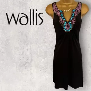 Vestido de fiesta Wallis Petite para mujer negro con cuentas sin mangas línea A Reino Unido 8 - Imagen 1 de 3