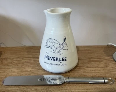 HEVERLEE LAGER BEHEADING SKIMMING JUG SPATULA BAR MAN CAVE SET PUB CERAMIC FOX - Image 1 of 4