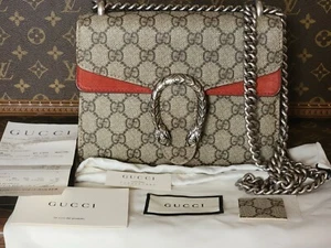 Original GUCCI Dionysus GG Supreme Mini Crossbody Bag Kette Monogramm Quittung  - Bild 1 von 12
