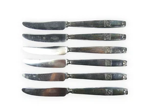 Antique Vintage Set of 6 Elkington Westminster Silver Plated Dinner Knives Knife - Picture 1 of 5